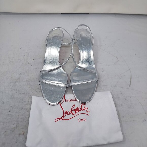 CHRISTIAN LOUBOUTIN Rosalie Strass Silver Strappy Heel Sandal - Picture 5 of 12